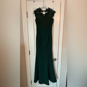 Lulus Hunter Green Lace Mermaid Maxi Dress, size XS